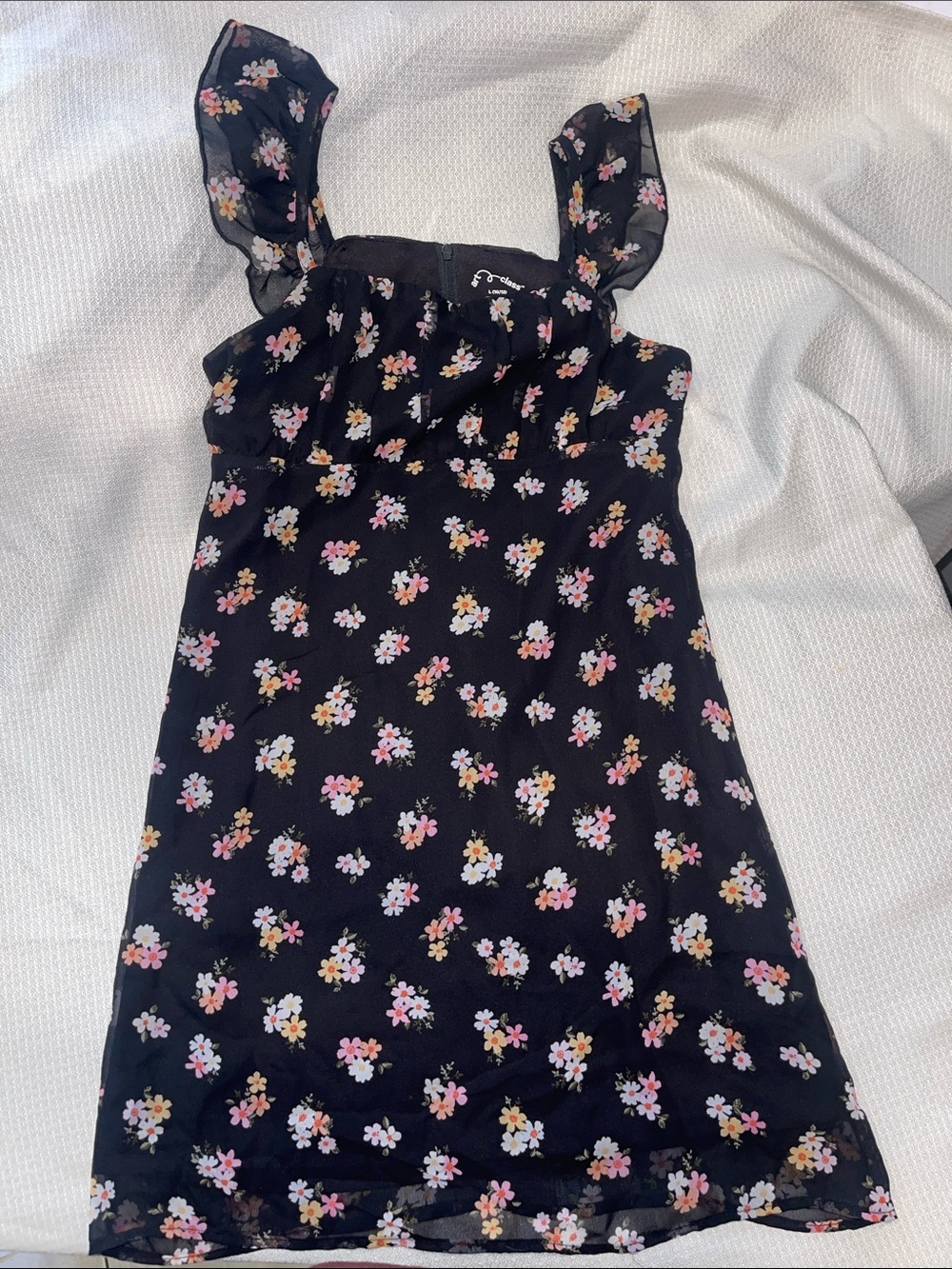 art class Black Floral Sundress with Pink and White Flowers